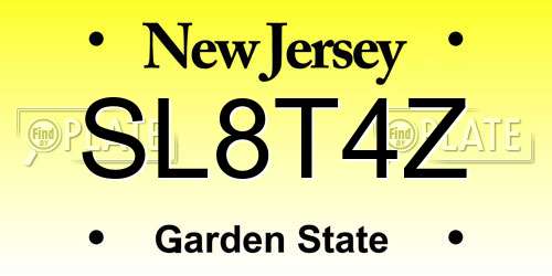 SL8T4Z New Jersey License Plate