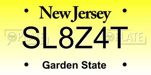 SL8Z4T New Jersey License Plate