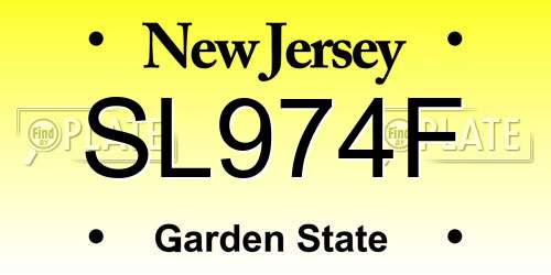 SL974F New Jersey License Plate