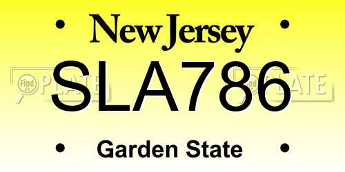 SLA786 New Jersey License Plate