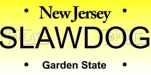 SLAWDOG New Jersey License Plate