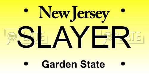 SLAYER New Jersey License Plate