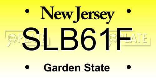 SLB61F New Jersey License Plate