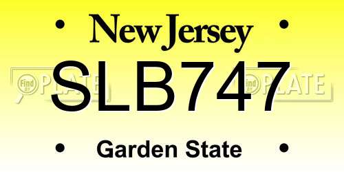 SLB747 New Jersey License Plate