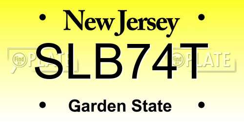 SLB74T New Jersey License Plate