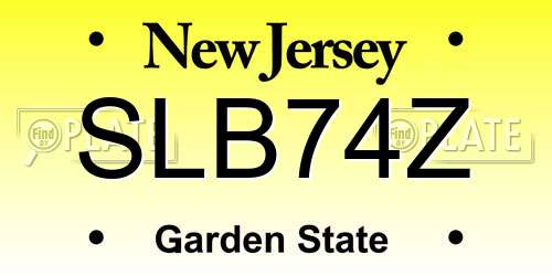 SLB74Z New Jersey License Plate