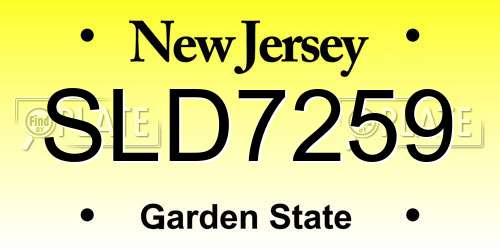 SLD7259 New Jersey License Plate