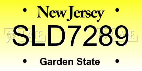 SLD7289 New Jersey License Plate
