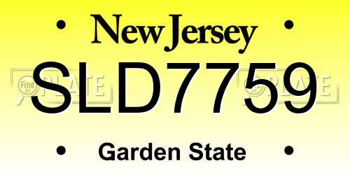 SLD7759 New Jersey License Plate