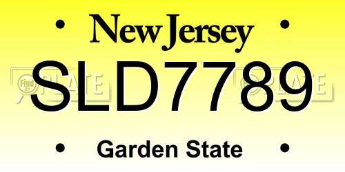 SLD7789 New Jersey License Plate