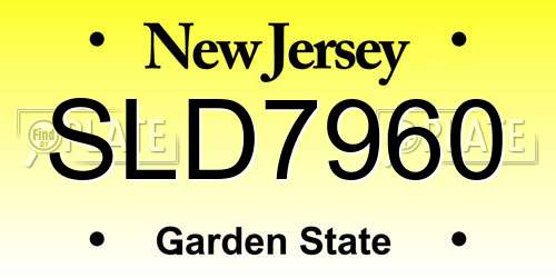 SLD7960 New Jersey License Plate