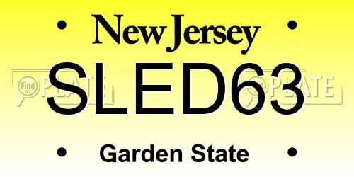 SLED63 New Jersey License Plate