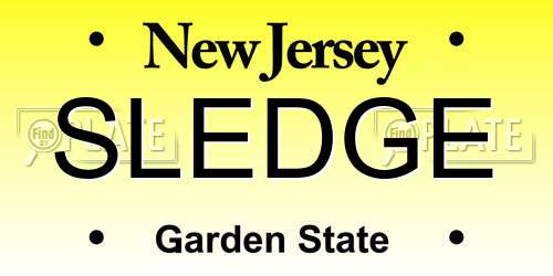 SLEDGE New Jersey License Plate