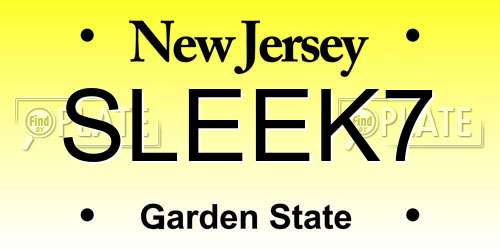 SLEEK7 New Jersey License Plate