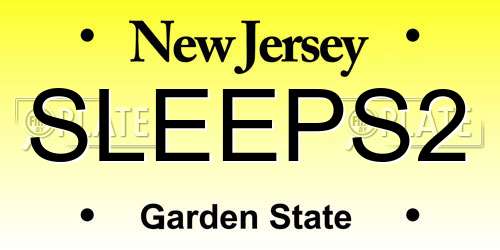 SLEEPS2 New Jersey License Plate
