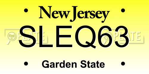 SLEQ63 New Jersey License Plate