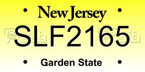 SLF2165 New Jersey License Plate