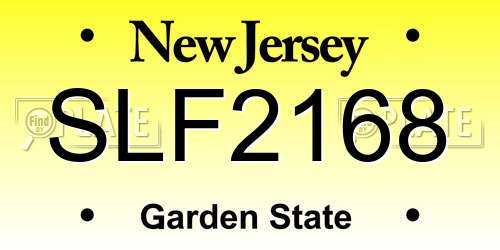SLF2168 New Jersey License Plate