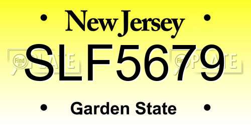 SLF5679 New Jersey License Plate