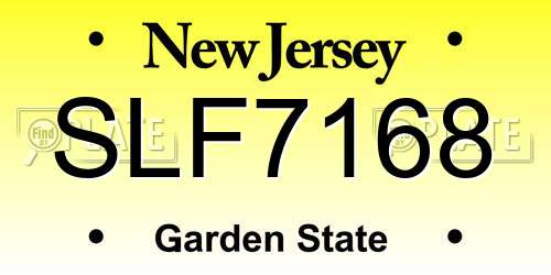 SLF7168 New Jersey License Plate