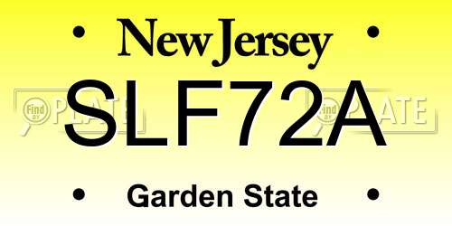 SLF72A New Jersey License Plate