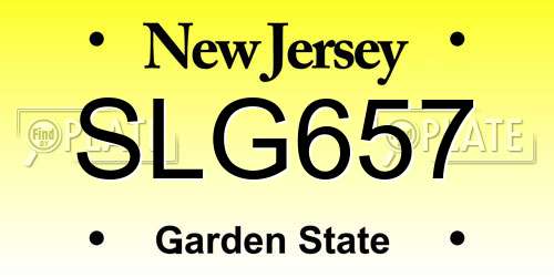 SLG657 New Jersey License Plate