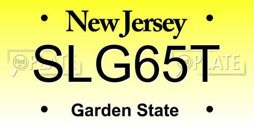 SLG65T New Jersey License Plate