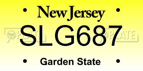 SLG687 New Jersey License Plate