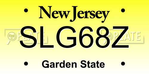 SLG68Z New Jersey License Plate