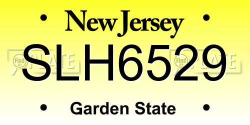 SLH6529 New Jersey License Plate