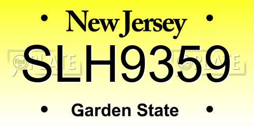 SLH9359 New Jersey License Plate