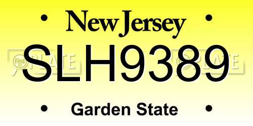 SLH9389 New Jersey License Plate
