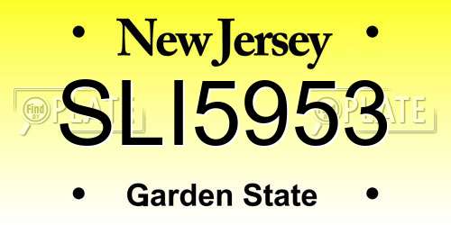 SLI5953 New Jersey License Plate