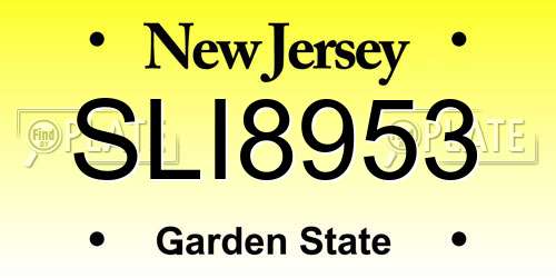 SLI8953 New Jersey License Plate