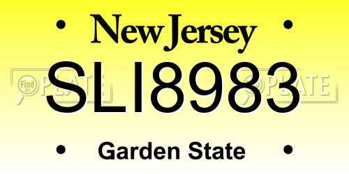 SLI8983 New Jersey License Plate