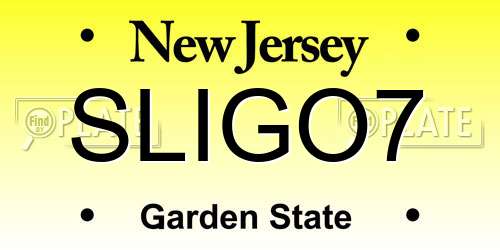 SLIGO7 New Jersey License Plate