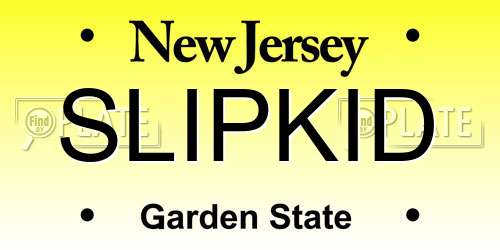 SLIPKID New Jersey License Plate