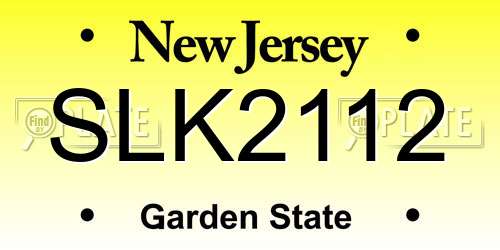 SLK2112 New Jersey License Plate
