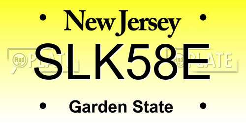 SLK58E New Jersey License Plate