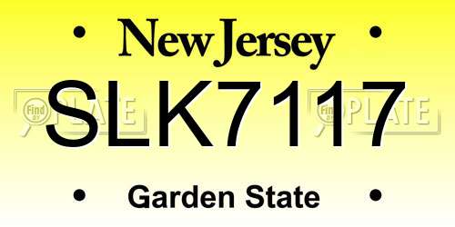 SLK7117 New Jersey License Plate