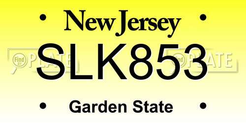 SLK853 New Jersey License Plate