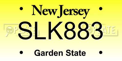 SLK883 New Jersey License Plate