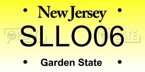 SLLO06 New Jersey License Plate