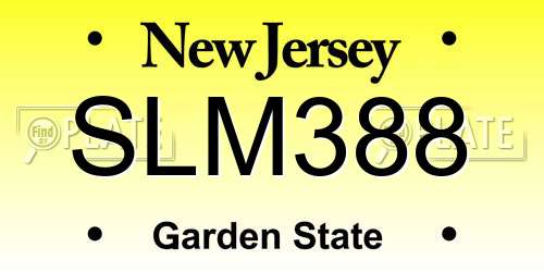 SLM388 New Jersey License Plate