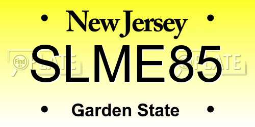 SLME85 New Jersey License Plate