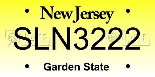 SLN3222 New Jersey License Plate