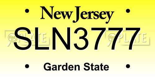 SLN3777 New Jersey License Plate