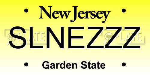 SLNEZZZ New Jersey License Plate