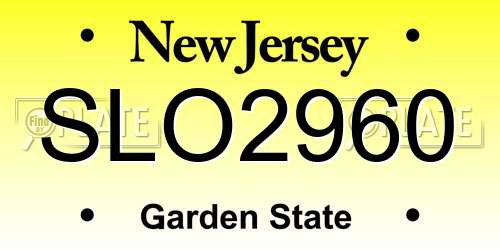 SLO2960 New Jersey License Plate