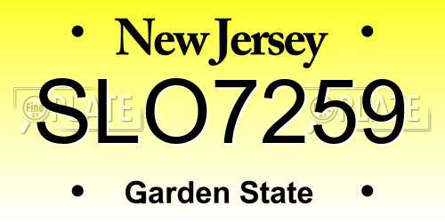 SLO7259 New Jersey License Plate